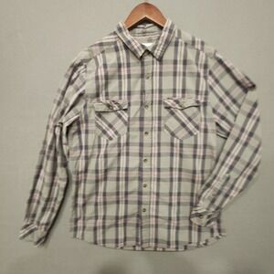 Plugg Mens Gray Plaid Button Up‎ Long Sleeve Shirt Size Medium